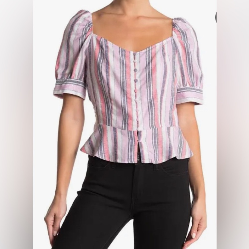 Laundry by Shelli Segal striped peplum hem top